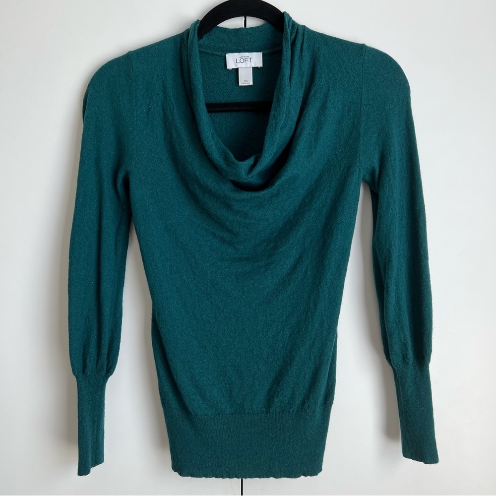 LOFT wool blend sweater, teal, XS